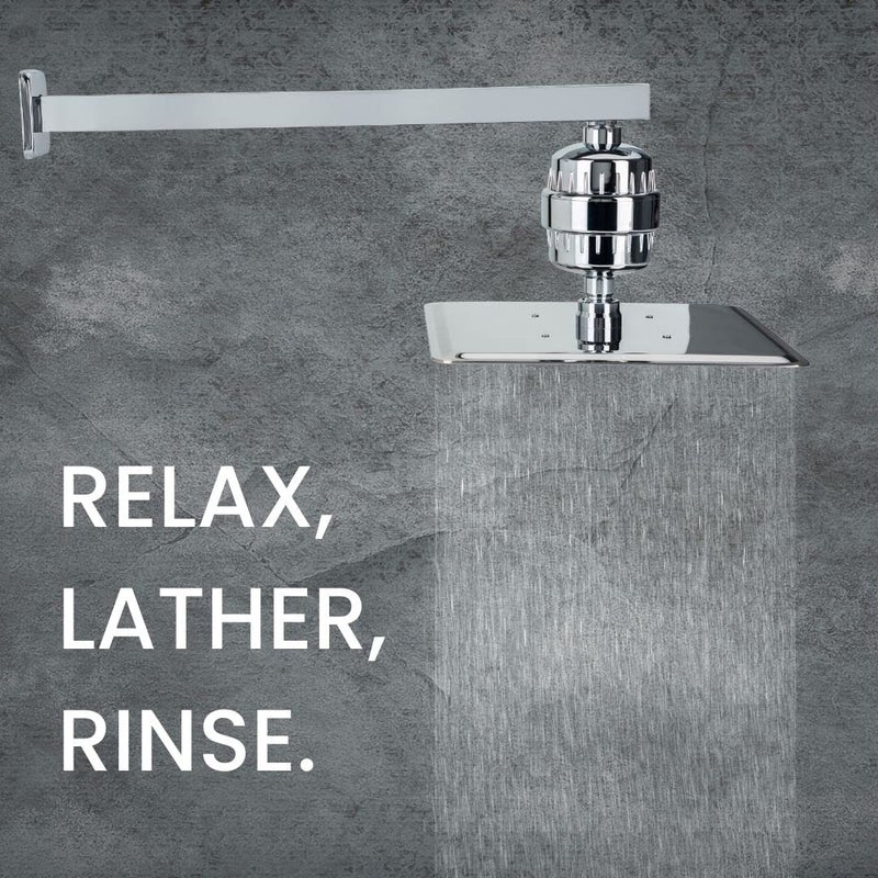 RiverSoft Combo Rain-Shower Set, 6 Inch x 6 Inch rain shower with shower arm 15 inch and SF-15 Shower filter for hard water | Water softener for bathroom (SS304, ABS, Chrome) - Image 5