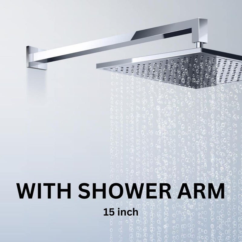RiverSoft Combo Rain-Shower Set, 6 Inch x 6 Inch rain shower with shower arm 15 inch and SF-15 Shower filter for hard water | Water softener for bathroom (SS304, ABS, Chrome) - Image 3