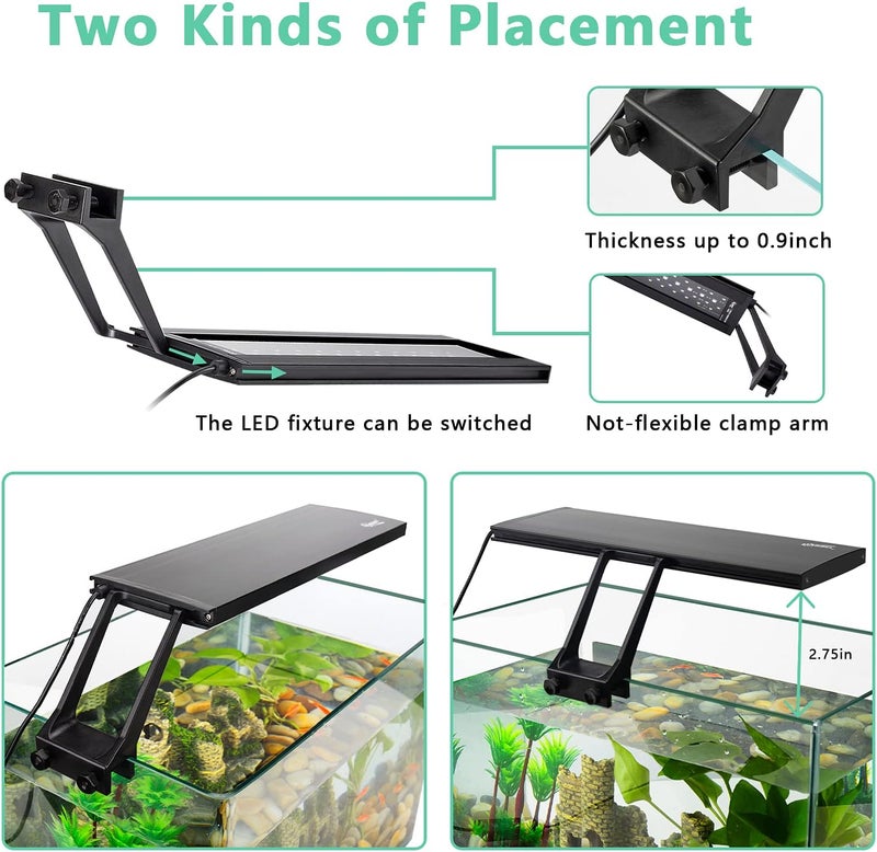Hygger Clip On 24/7 Lighting Aquarium LED Light, 14W Sunrise-Daylight-Moonlight Mode and DIY Mode, Adjustable Timer Adjustable Brightness Fish Tank Light with 7 Colors for Planted Tank - Image 5