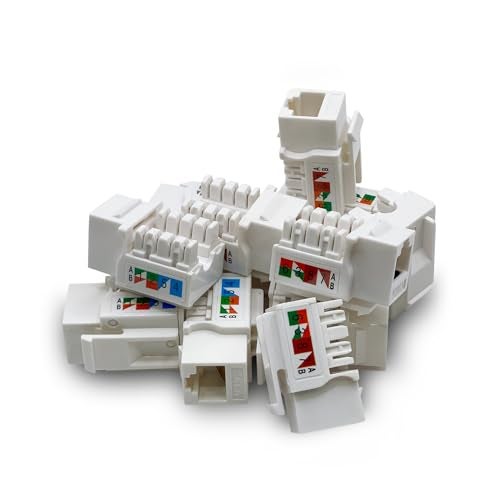 Verbex Cat6 Keystone Jack - [UL Listed] - Ethernet Wall Jack - Network Coupler - Cat5/5e/6 Compatible - 100-Pack - Image 4