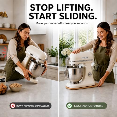 Ibyx Mixer Slider - Stand Mixer Sliding Mat, Compatible with KitchenAid 4.5 Qt, Smooth Glide Slider for Heavy Appliances, Scratch Free & Space-Saving Counter Solution - Made in Canada - Natural - Image 2