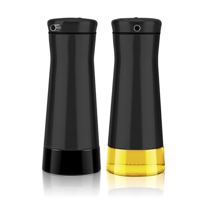 BLACK OIL AND VINEGAR DISPENSER SET 2 PACK OIL DISPENSER BOTTLE FOR KITCHEN WITH NODRIP BLACK KITCHEN DECOR AND ACCESSORIES FOR HOME RESTAURANTS WEDDINGS
