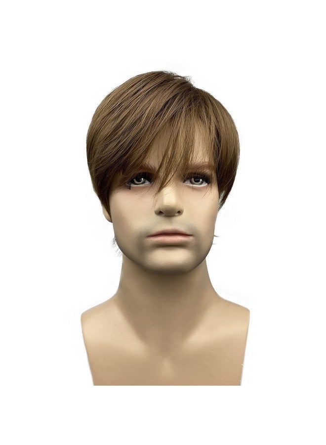 Aimole باروكة شعر صناعي رجالي قصير مستقيم بطول 6 بوصات (10 بني ذهبي متوسط) - Image 1