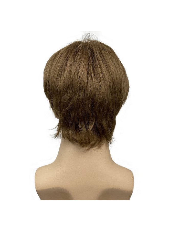 Aimole باروكة شعر صناعي رجالي قصير مستقيم بطول 6 بوصات (10 بني ذهبي متوسط) - Image 4