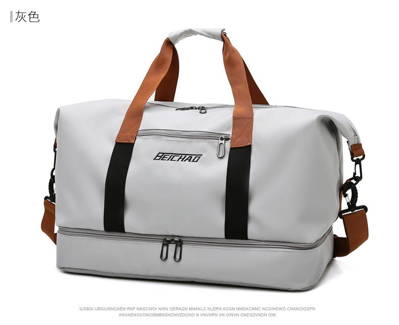 Generic Travel Bag Large Capacity Boarding Duffel Bag Dry and Wet Separation Shoe Bin Bag Cover Tie Rod Travel Gym Bag Cross-border bags Light gray 