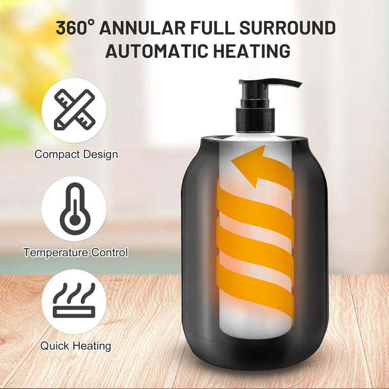 AOWOSA Massage Oil Warmer Bottle Professional Electric Lotion Digital Heater for SPA, Automatic Lotion Cream Oil Warmer Heated for Salon, Barber Shops, Home, with Two Bottle Dispenser (Black) - Image 4