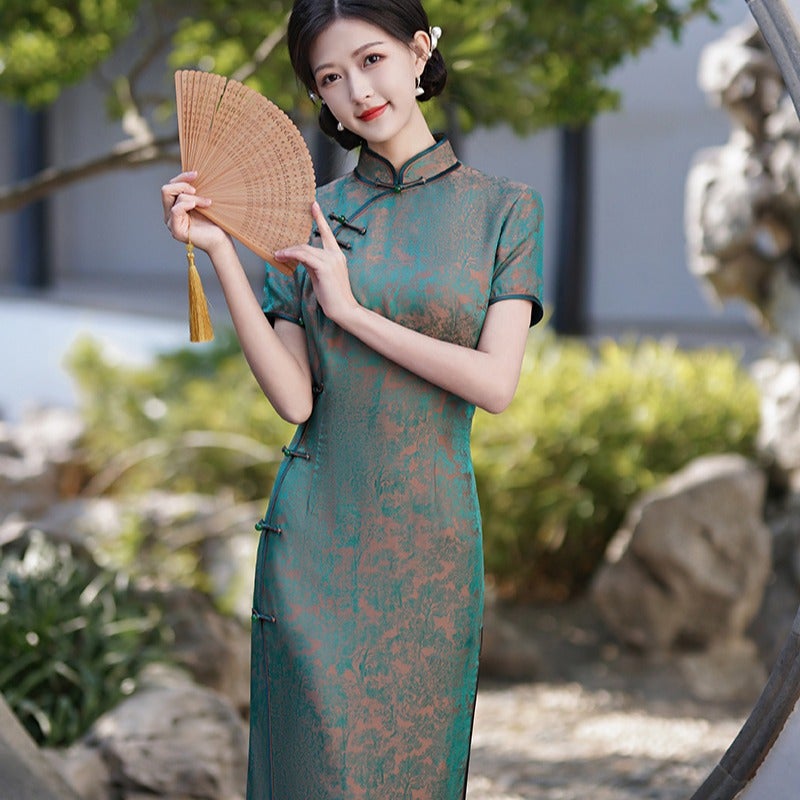 2024 Silk Cheongsam Dress Retro Chinese Style 176 purple  - Image 5