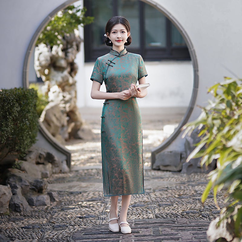 2024 Silk Cheongsam Dress Retro Chinese Style 176 purple  - Image 2