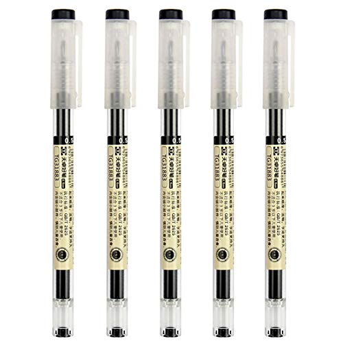 sencoo 5 pack Black Gel Ink Pen Extra fine point pens Ballpoint pen 0.5mm Black For Office School Students Stationery - Image 1