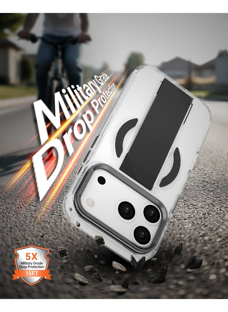 INFINYTY iPhone 17 Pro Clear Case with Soft Black Grip & Metallic Camera Stand – Grypsta, Premium TPU+PC Build, Anti-Shock Corners, Metallic Buttons, MagSafe Compatible, Raised Camera and Screen Edges, Anti-Yellowing Coating, Durable, Long-Lasting Clarity - Image 2