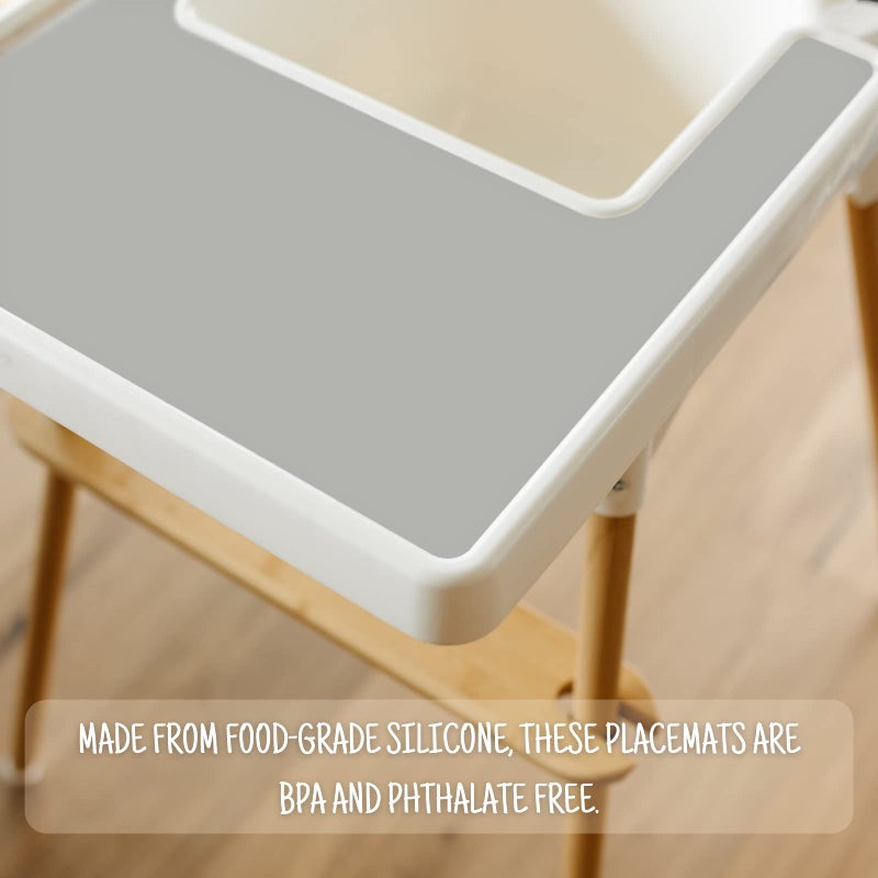 Mintlyfe High Chair Placemat for IKEA Antilop Baby High Chair, Silicone Placemats, High Chair Tray Finger Foods Placemat for Boys and Girls, Babies, Toddlers (Light Gray) - Image 3