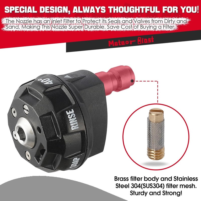 Meteor Blast 6 in 1 Pressure Washer Nozzle Tips，Mutiple Degrees， Quick Change over and Adjustable, 1/4 inch Quick Connector, MAX 4500PSI for Pressure Washer - Image 5