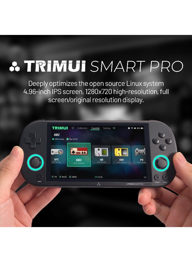 TRIMUI Smart Pro Retro Game Console, 4.96-Inches 720x1280 IPS Screen Built-in 64G TF Card Video Gaming Consoles, 5000mAh Lithium Battery Supports Multiple Simulators Casual Game Console(Black) - Image 5
