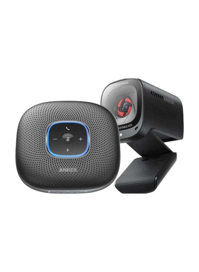 Anker PowerConf Meeting Pro Bundle: Bluetooth Speakerphone with 6 Mics, Enhanced Voice Pickup, 24H Call Time, USB‑C; and PowerConf C200 2K Webcam for Laptop/Computer, AI Noise‑Canceling Stereo Mics, Adjustable Field of View, Low‑Light Correction, Built‑in Privacy Cover, Compatible with Zoom/Teams/Skype – Ideal for Home Office & Remote Meetings - Image 1