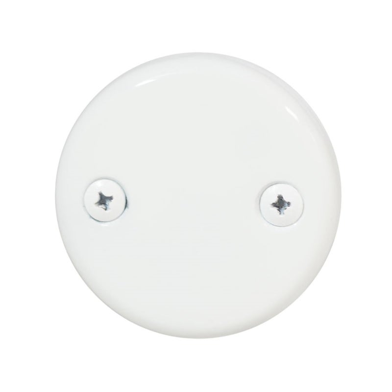 Westbrass D32950 Two Hole Tub Overflow Faceplate with Screws Powder Coat White