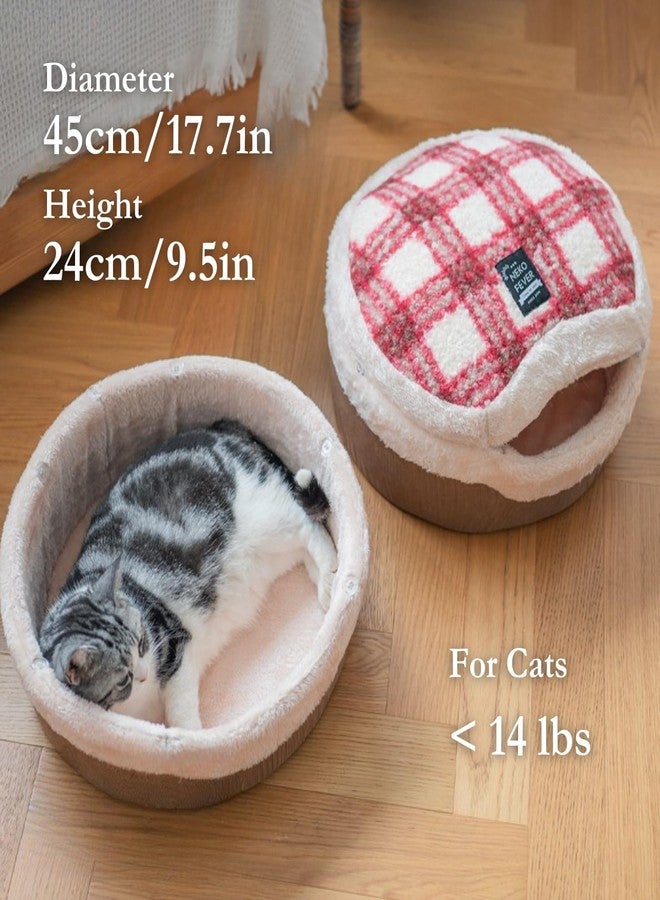 Urnat Cat Bed Cave – Enclosed Self Warming Hideaway with Detachable Lid & Mat, Covered House for Indoor Kitten & Kitty (Yellow) - Image 4