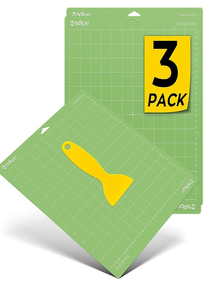 HTVRONT Standard Grip Cutting Mat, 3 Pack Cutting Mat 12x12 Compatible with Cricut Maker 3/Maker 4/Maker/Explore 3/4/5/Air 2/One, Standard Adhesive Sticky Quilting Cutting Mats Replacement Accessories - Image 1