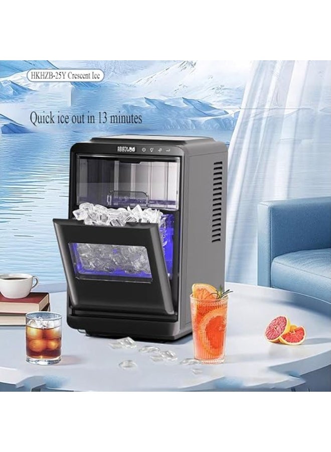 Cool Baby Style Countertop Ice Maker, Crescent-Shaped Ice, 12kg per 24 Hours, 1.8L Tank, Quick Ice in 13 Minutes, 32dB Low Noise - Image 3