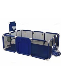 OASIS DESERT Safety Large Portable Play Pen For Twin, Baby And Toddler Indoor Outdoor Baby Playpen With Extra Tall Size, Fun Activities, Basketball Hoop & Matblue, Safe Play Pen，Blue  - Image 1