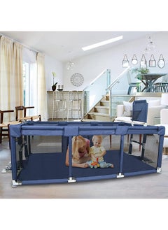 OASIS DESERT Safety Large Portable Play Pen For Twin, Baby And Toddler Indoor Outdoor Baby Playpen With Extra Tall Size, Fun Activities, Basketball Hoop & Matblue, Safe Play Pen，Blue  - Image 2