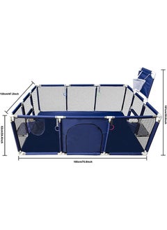 OASIS DESERT Safety Large Portable Play Pen For Twin, Baby And Toddler Indoor Outdoor Baby Playpen With Extra Tall Size, Fun Activities, Basketball Hoop & Matblue, Safe Play Pen，Blue  - Image 3