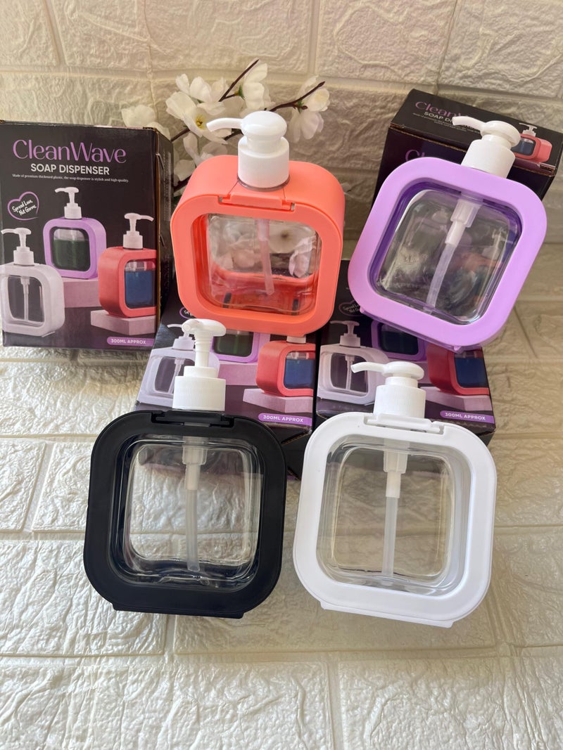 OLMARTT KITCHENWARE Plastic Soap Dispenser Refillable Hand Wash Liquid Dispenser Shower Bottles Dish Detergent Bottle Shampoo Lotion Bottle with Pump for (300 Ml) White & Purple Colouer - Image 5