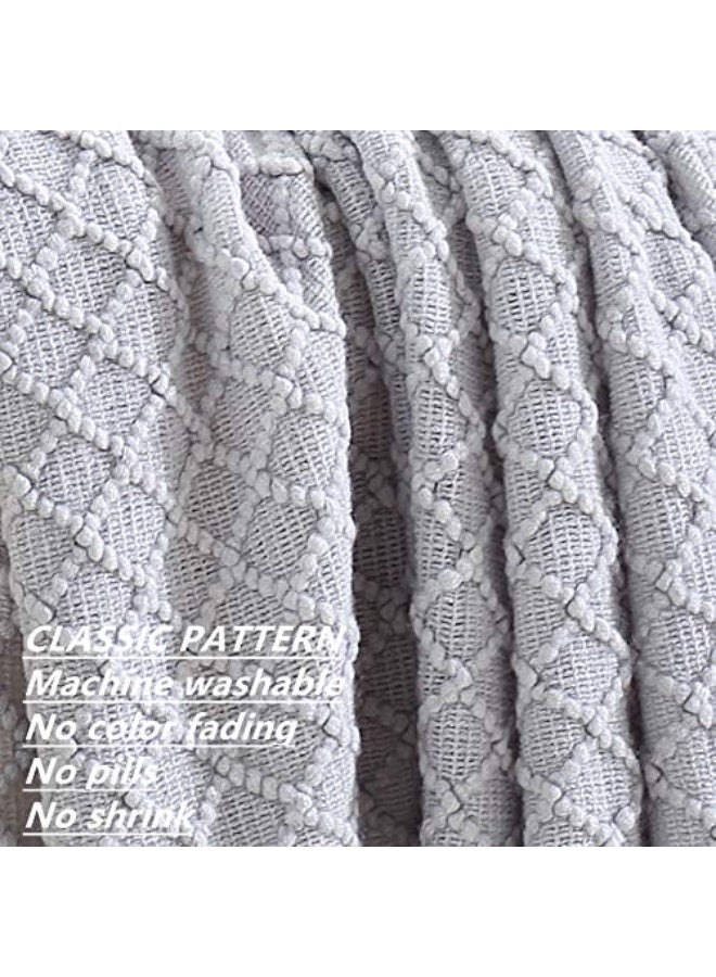 CREVENT Rustic Farmhouse Couch Sofa Throw Blanket for Bedroom Living Room Decoration, Soft Warm Cozy Light Weight for Spring Summer (50''X60'' Light Grey) - Image 2