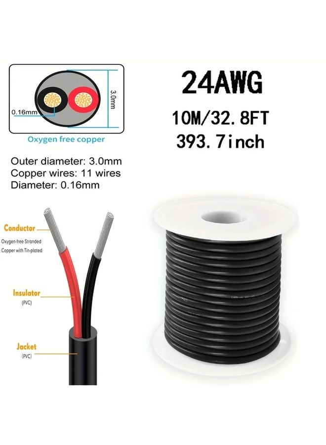 24AWG سلك مرن ثنائي الموصلات مجدول من النحاس المطلي بالقصدير منخفض الجهد 12 فولت للملاحة البحرية والسيارات - Image 1