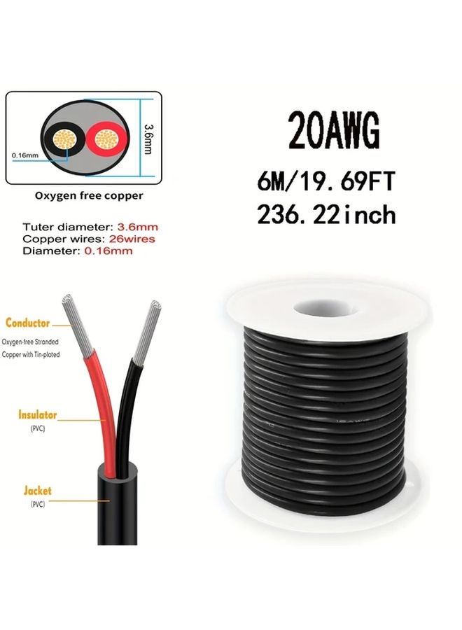 24AWG سلك مرن ثنائي الموصلات مجدول من النحاس المطلي بالقصدير منخفض الجهد 12 فولت للملاحة البحرية والسيارات - Image 4
