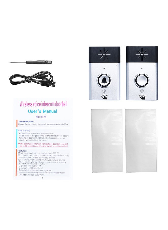Wireless Voice Intercom Doorbell Silver/Black - Image 4