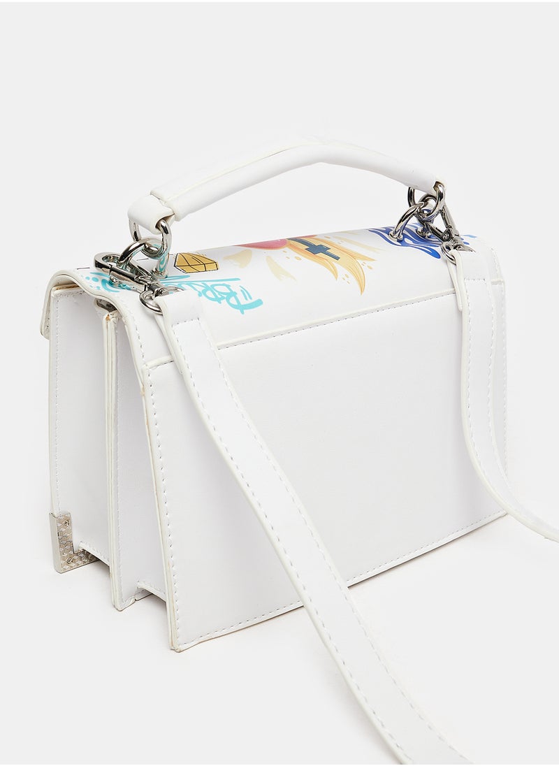 DejaVu - Printed Pattern Lock Closure Cross Body Bag - Image 1
