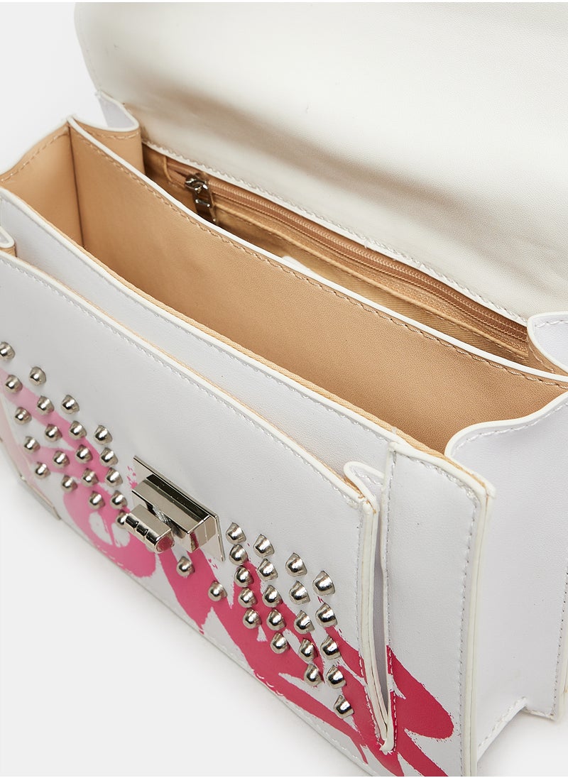 DejaVu - Printed Pattern Lock Closure Cross Body Bag - Image 1