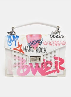 Printed Pattern Lock Closure Cross Body Bag