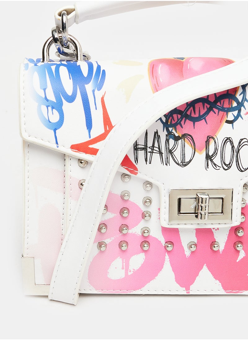 DejaVu - Printed Pattern Lock Closure Cross Body Bag - Image 1