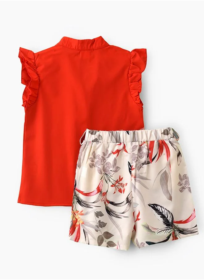 بيبي كلو Floral Print Top & Shorts Set