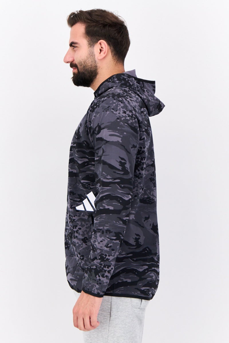 Adidas Men Sportswear Fit FL 3 Bar Training Jacket, Black/Grey - Image 2