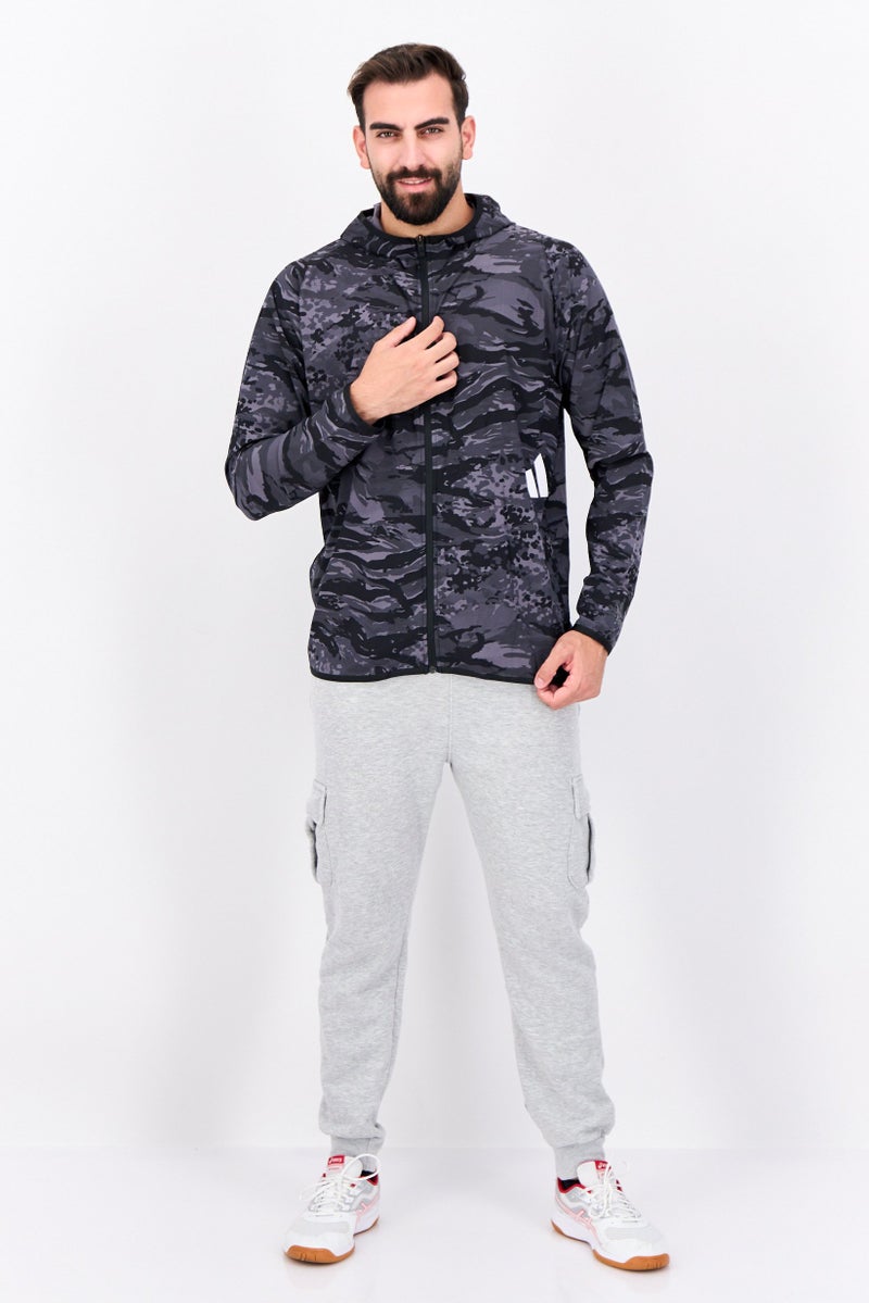 Adidas Men Sportswear Fit FL 3 Bar Training Jacket, Black/Grey - Image 4