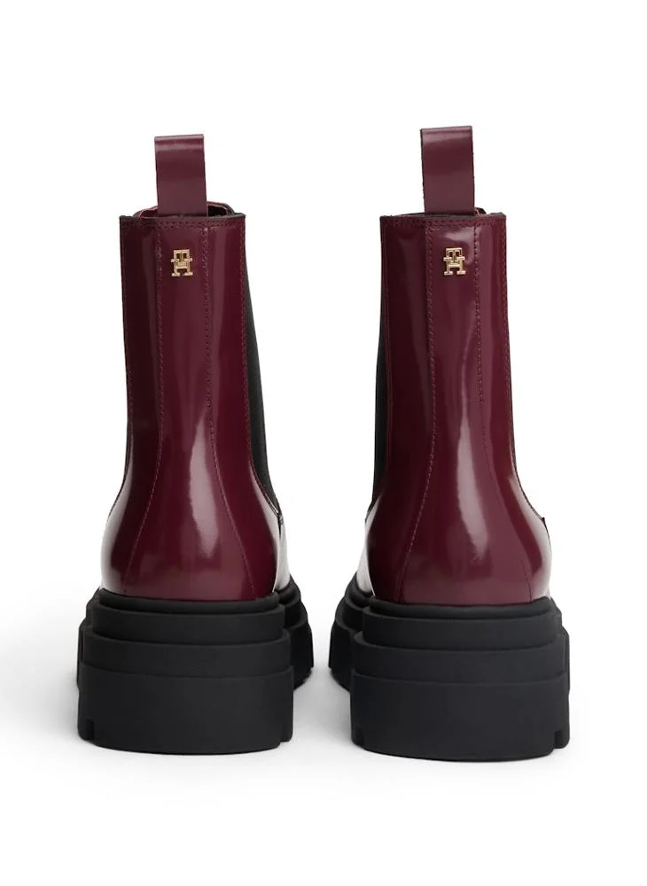 TOMMY HILFIGER Shiny Leather Cleat Chelsea Boots