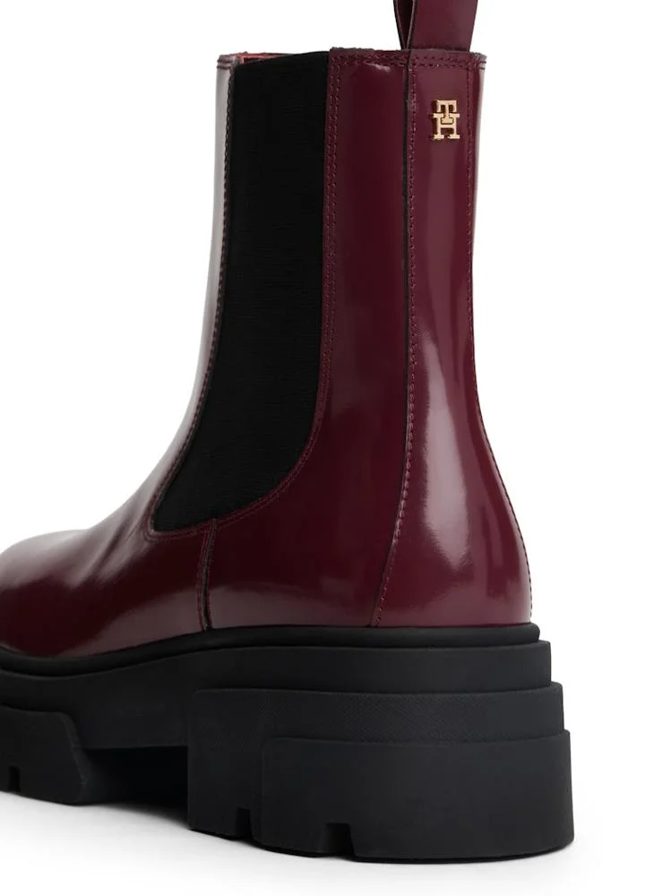 TOMMY HILFIGER Shiny Leather Cleat Chelsea Boots