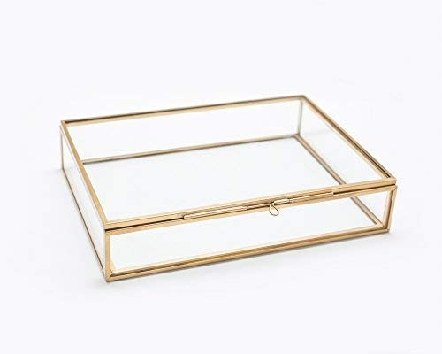 ARTINCO Art India Collections Glass Brass Rectangular Trinket Jewellery Box Colour - Gold (size - 6.5x 4.5 x 1.5 inches) (Handmade & Brass and Mirror Material) - Image 5