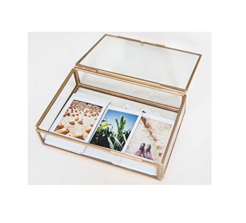 ARTINCO Art India Collections Glass Brass Rectangular Trinket Jewellery Box Colour - Gold (size - 6.5x 4.5 x 1.5 inches) (Handmade & Brass and Mirror Material) - Image 2