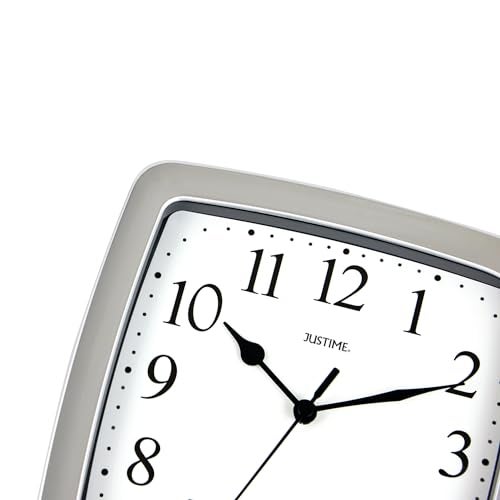 JUSTIME 8.5-inch Quality Square Water Resistant Quartz Wall Clock Water Resistant Special for Small Space, Office, Boats, RV (W40507 Chrome) - Image 3