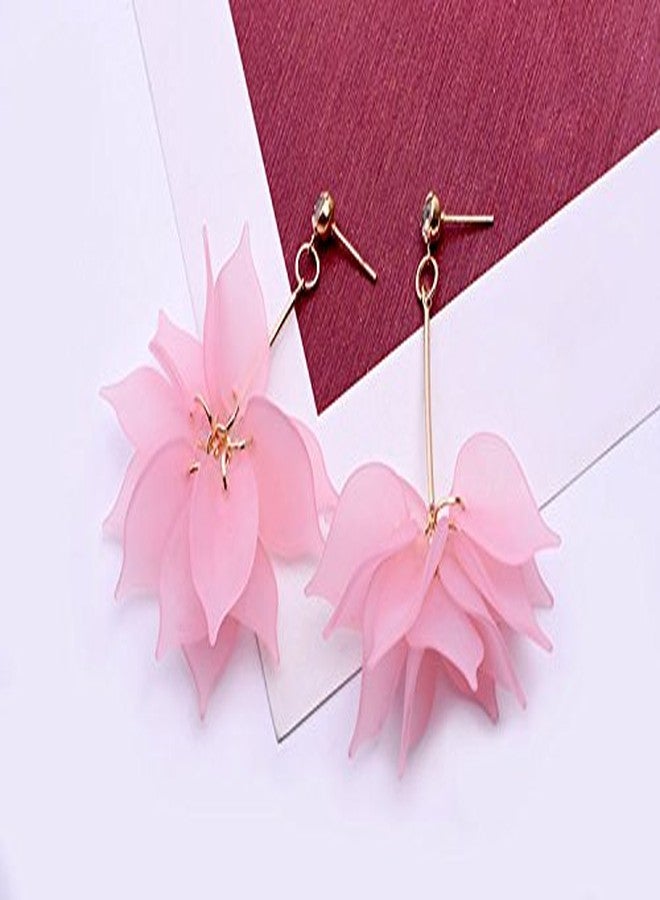 Fabula by OOMPH Jewellery Pink Floral In Gold Tone Drop Fashion Earrings For Women & Girls (ES2S44R1) - Pink, Gold - Image 2