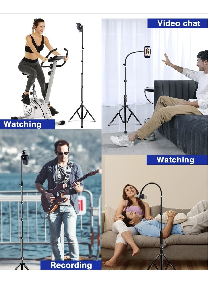 Tall Phone Tripod & Selfie Stick, 170cm Flexible Heavy Duty Metal iPhone Tripod Stand, Gooseneck Overhead Tripod for iPhone 15 14 13 Pro Max / 13 Pro / 13 12 11, Android Cell Phone (Black)  - Image 3