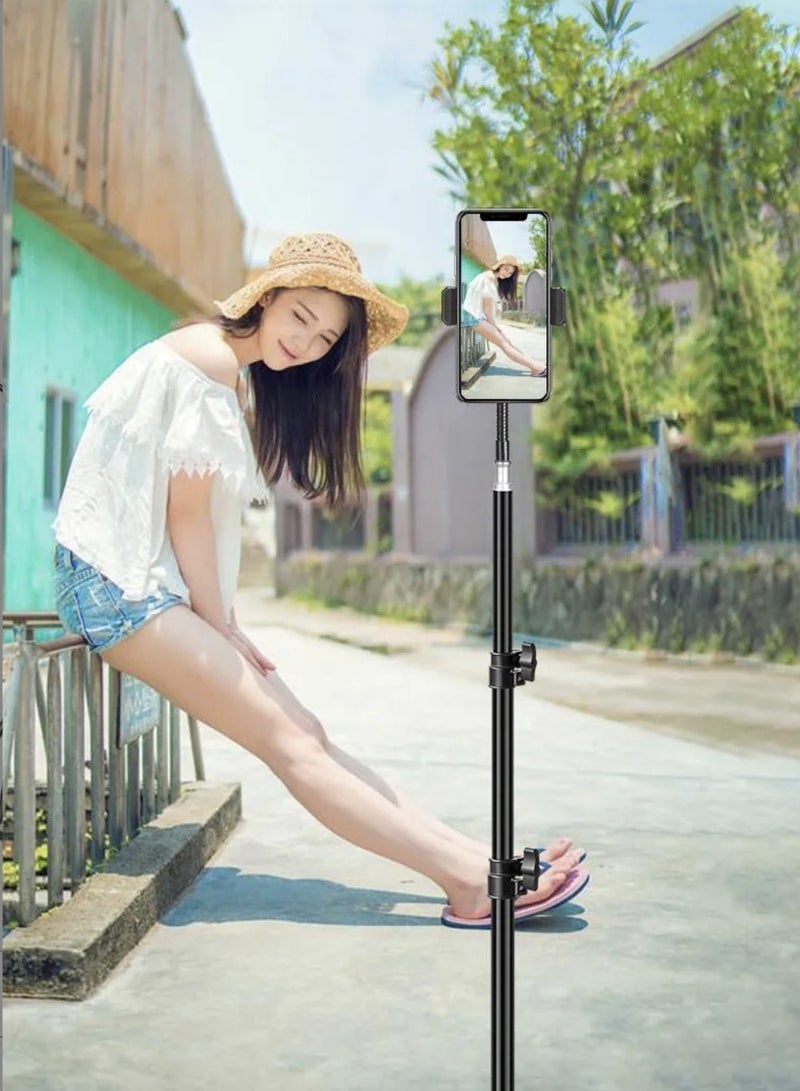 Tall Phone Tripod & Selfie Stick, 170cm Flexible Heavy Duty Metal iPhone Tripod Stand, Gooseneck Overhead Tripod for iPhone 15 14 13 Pro Max / 13 Pro / 13 12 11, Android Cell Phone (Black)  - Image 4