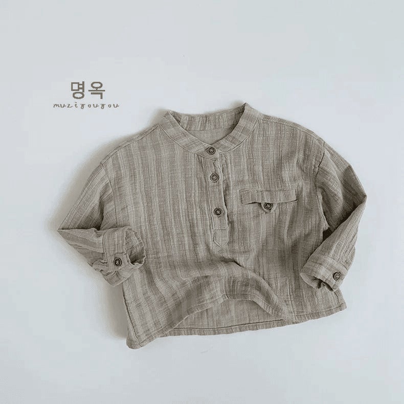 Double-Layer Cotton Yarn Class A ~ Japanese Style Kidsren'S Simple Vertical Striped Shirt 2024 Korean Style Versatile T-Shirt For Boys And Girls - Image 1