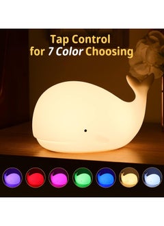 CMGTYYD Whale Silicone Night Light: 7 Colors Silicone Child Night Light - Tap Control Nursery Squishy Lamp, Portable and Rechargeable Dimmable, Birthday Gifts for Baby Girls Boys  - Image 4