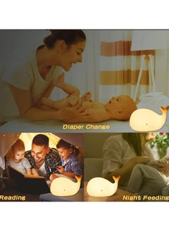 CMGTYYD Whale Silicone Night Light: 7 Colors Silicone Child Night Light - Tap Control Nursery Squishy Lamp, Portable and Rechargeable Dimmable, Birthday Gifts for Baby Girls Boys  - Image 5