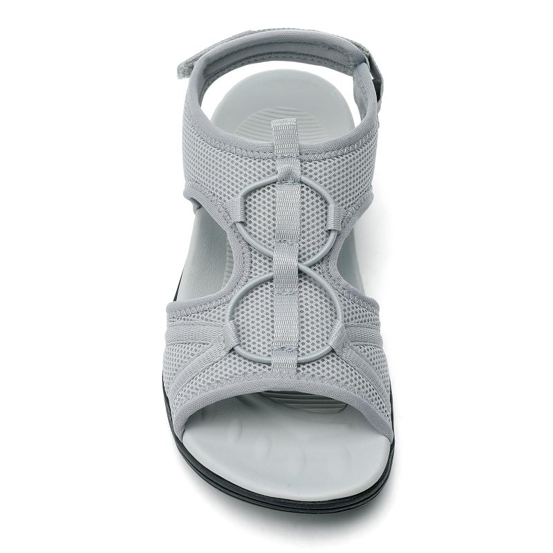 UBFEN Womens Hiking Sandals Comfortable Walking Sandals Summer Sport Breathable Arch Support Grey Women US 8.5 - Image 5