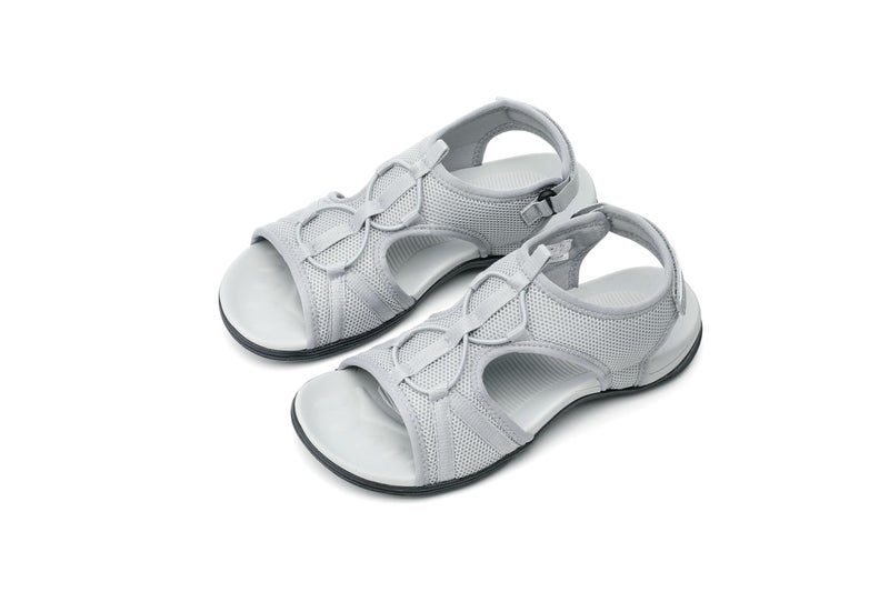 UBFEN Womens Hiking Sandals Comfortable Walking Sandals Summer Sport Breathable Arch Support Grey Women US 8.5 - Image 3